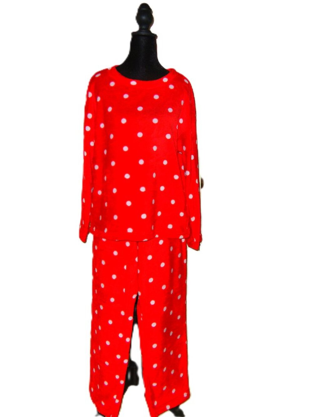 Joyspun RED WHITE POLKA DOT FLEECE Pajama Set M 8-10